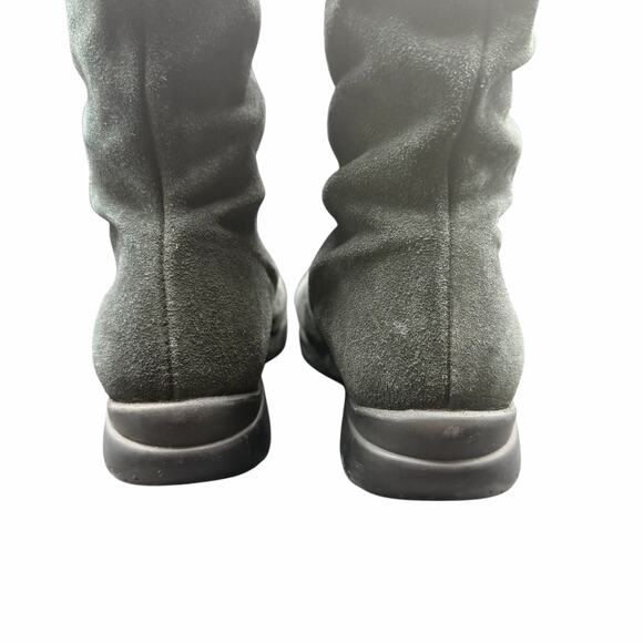 La Canadienne Black Suede Slouch Knee High Boots 6.5W Faux Fur Lined wide width - Picture 5 of 15